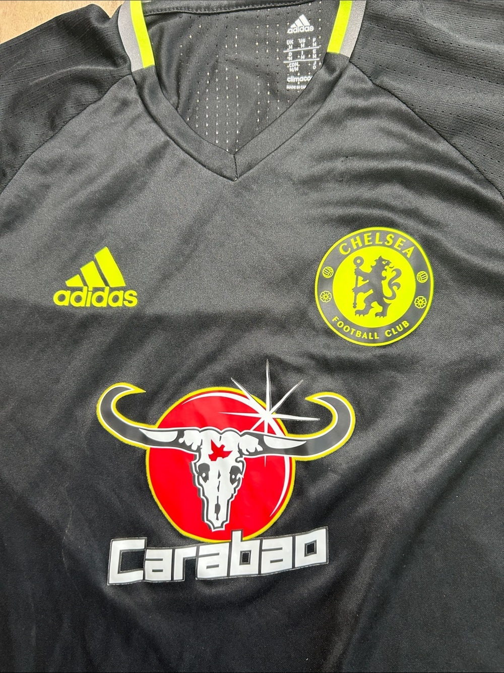 adidas Black Soccer Jersey with Neon Yellow Accents - Picture 4 of 6